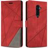 SONWO Cover per Oppo Reno 2 Custodia, Flip Caso in PU Pelle Case Cover Premium Portafoglio Custodia per Oppo Reno 2, Supporto Stand, Slot per Schede, Rosso