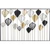 FERRETTI Pannello Decorativo Rettangolare Con Foglie 120x2,5x78,5 Cm In Ferro Oro Argento Nero Lex-A