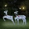 Tidyard 2 pz,Renne,di Natale,Natalizie,da Esterno,con 40 Luci LED,Bianco Freddo,in Acrilico,Bianco,Decorazioni di Natale a Forma di Renna con 40 LED,Renne Luminose Natalizie da Esterno