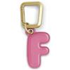 UNTAGS - Charm Lettera F - Materiale Effetto Pelle - Ciondolo per Smartphone, Portachiavi con Moschettone in Metallo Colore Oro Incluso - Rosa