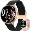 HASAKEI Smartwatch Donna con Chiamate Bluetooth 5.3, 1,39 HD Smart Watch Fitness con 120 Sport e Fisiologia Feminile, Cardiofrequenzimetro/SpO2/Sonno/IP68 Notifiche WhatsApp per Android iOS, Oro Nero
