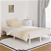 ADWOA Giroletto in Legno Massello di Pino 120x200 cm Bianco,Struttura Letto Matrimoniale,Testiera Elegante in Metallo Stile Rustico Moderno