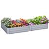 Outsunny Set di 2 Letti per Orto Rialzati con Fondo Aperto per Piante e Ortaggi, in Acciaio, 100x100x30 cm, Grigio|Aosom
