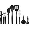 KitchenAid Set di Utensili da Cucina Resistenti al Calore e Lavabili in Lavastoviglie, 15 Pezzi - Colore Nero