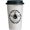 Premier Queen Mug Termica da Viaggio con Tappo, Porcellana/Silicone, Nero, 330 ml