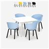 AHD Amazing Home Design Set 4 sedie polipropilene metallo tavolo 80x80cm quadrato Krust Light