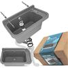 Instalguru Lavandino da Camera con Ripiano Lavabo Commerciale Industriale Profondo Esterno Giardino Garage Lavanderia Bagno Fabbrica 50 x 34 x 21 cm Grigio Polipropyleno Vasca Singola