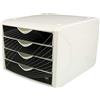 helit H6129595 - Cassettiera the chameleon black king | 4 cassetti per formato A4, organizer da scrivania, 33 x 26,6 x 21,2 cm