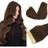 DOORES Extension Capelli Veri Biadesivo, Marrone Cioccolato 35cm 14 pollice 50g 20pcs, Invisibilità Tape in Hair Extensions Capelli Lisci Real Human Hair