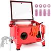 Arebos Cabina Sabbiatrice 90 L | Sabbiatrice Professionale | 4 Ugelli | 4 ugelli in ceramica | finestra di ispezione + 5 pellicole di ricambio | guanti da lavoro inclusi | sabbiatrice da banco