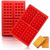 HERCHR 2 stampi in silicone per waffle, 4 cavità antiaderenti Stampo Waffle Rettangolare in Silicone Per Forno e Muffin, Sapone, Caramella