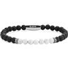 GAVU Bracciale da Uomo con Perline di Pietra Lavica e Howlite Naturale M, Bracciale Uomo Pietre Naturali
