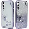 BAOJAY Compatibile per Huawei P20 Pro Silicone Case [Glitter Bling Cover Glitter Clear View,Custodia Trasparente Antiurto regali per ragazze e signoreo-Viola