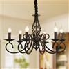 Ganeed Lampadario Rustico Stile Country Francese Lampadario Vintage in Metallo con Sospensione Antiquata per Isola Cucina Sala da Pranzo Soggiorno Nero 6 Luci