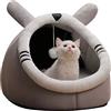 PETCUTE Cuccia Gatto Chiusa Interno,Cuccia per Gatti Interno con Cuscino Rimovibile,Cuccia Semichiusa per Animali Domestici con Palla di Pelo,Antiscivolo,per Gatti e Cani di Piccola Taglia