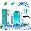 Waterpulse Bottiglia per lavaggio nasale 300 ml con 30 pacchetti di sale, per risciacquo sinusale di irrigazione nasale e termometro adesivo per adulti e bambini, senza BPA,Verde