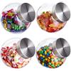 Relaxdays Porta Caramelle, Set da 4, 1,5 L, Barattoli Dolcetti, Alimenti, Confetti, Coperchio Acciaio Inox, Trasparente