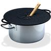 Relaxdays Protezione da cucina in silicone, paraspruzzi e piattino per pentole, resistente al calore, facile da pulire, 30 cm 31 x 36,5 x 1 cm, nero