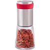Relaxdays Macina Spezie Manuale, Macinino in Acciaio, Contenitore in Vetro, Trita Peperoncino, Chili, argento/rosso