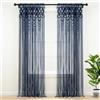 Lush Decor Tenda da finestra in cotone strutturato macramè bohémien/divisorio/porta/decorazione da parete, 213,4 cm di lunghezza x 101,6 cm di larghezza, blu navy