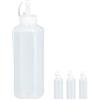 Relaxdays Flacone Dosatore, Set da 4, 1000 ml, per Salse, Squeeze Bottle, Dispenser Cucina, in Plastica Trasparente