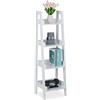 Relaxdays Scaffale a Scala, 4 Mensole, Mobile da Bagno, Cucina, Libreria Bassa, per Piante, HLP: 112x33x30 cm, Bianco, Fibra di Legno, 1 pz