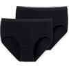 Schiesser Confezione da 2 Slip Sportivi con Apertura - Originale a Costine Sottili Intimo, Nero_005136, 5 Uomo