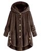 HHMY Cappotto di peluche da donna con cappuccio, cappotto da montagna, giacca in pile con cappuccio, calda imbottitura, cardigan in pile Teddy, giacca invernale, grigio., XL