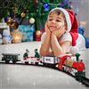 Christmas Presents Trenino Elettrico Natalizio con Doni di Babbo Natale Treno Locomotiva a Batteria con 2 vagoni Luci e Suoni per Decorazione Natalizia Base Albero Pista 137 cm