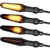 Simda Pro Indicatori Frecce LED Moto Omologate E Mark con Effetto Dinamico Design Nero Universale per Moto Quad ATV Lampeggiante Sequenziale Alta Luminosità Norma IP67 Impermeabile