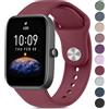Wanme Cinturino per Amazfit Bip/Bip 3 /Bip 3 Pro Smartwatch, Largo 20 mm Cinturini in Silicone Originale Compatibile con Amazfit Bip S/Bip Lite/Bip U Pro Donna Uomo, Vino Rosso