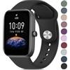 Wanme Cinturino per Amazfit Bip/Bip 3 /Bip 3 Pro Smartwatch, Largo 20 mm Cinturini in Silicone Originale Compatibile con Amazfit Bip S/Bip Lite/Bip U Pro Donna Uomo, Nero