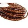 esnado Cordino rotondo di cuoio intrecciato, con spessore di 4 mm Colore: marrone chiaro anticato. Lunghezza: a scelta., Pelle, Antik Hellbraun, 10 metri