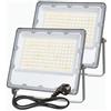 MEEKBOS 2 Pezzi Faretto LED da Esterno 100W, IP66 Impermeabile Luce Bianca Fredda 6500K Faro LED Con Spina UE per Terrazza, Giardino, Patio, Parco, Garage,10000 Lumen