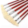 GACDR Set di 7 pennelli a ventaglio con setole di maiale naturali e manico lungo in legno, pennelli professionali per artisti per pittura acrilica, pittura ad olio e acquerello