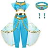 Foierp Vestito Jasmine Bambina Costume da Jasmine di per bambina Abiti fantasia Abiti da festa di Natale Halloween Cosplay