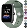 Wanme Cinturino per Amazfit Bip/Bip 3 /Bip 3 Pro Smartwatch, Largo 20 mm Cinturini in Silicone Originale Compatibile con Amazfit Bip S/Bip Lite/Bip U Pro Donna Uomo, Verde Oliva