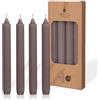 COMFORDER Set di 4 candele da tavola in tinta unita + a coste, 20 cm, durata 7 ore (tortora)