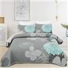 WONGS BEDDING Copriletto 240 x 260 cm, morbido copriletto estivo trapuntato, per letto matrimoniale, in microfibra, con 2 federe 50 x 75 cm