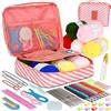 Coopay Kit Uncinetto per Principianti - Set 58 Pezzi Portatile con Filato, Uncinetti Ergonomici e Forniture per Maglieria da Viaggio - Strisce Rosa