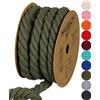 Halbach Seidenbänder Cordoncino di cotone riciclato, larghezza 10 mm/lunghezza 4 metri, filato di cotone sostenibile per macramè, corda naturale per fai da te, colore: verde