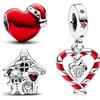 PHCLASY Christmas Classics Charm 3in1 Set Bead Ciondolo Compatibile Con Bracciali e Collane Europei, Regalo di Christmas Delle Donne