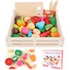 VFANDV Cucina Giocattolo per Bambini, Cucina Magnetico Legno per Bambini Giocattoli Frutta e Verdura Giocattolo Giocattolo Educativo Gioco Ruolo Montessori Giocattoli di Simulazione