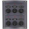 osculati PANNELLO ELETTRICO NERO 6 INTERRUTTORI CON CAPPUCCIO IN GOMMA 12V 110 x 125mm