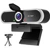 NIVEOLI Webcam da 1080P con microfono, USB 2.0 Plug & Play per portatile, PC e desktop, con correzione automatica della luce, per streaming, videochiamate, conferenze, lezioni online, giochi