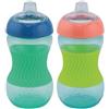 Nuby - Confezione da 2 Mini Tazze - Bicchiere didattico per bambini con impugnatura in silicone - Bicchiere per bambino - 2 pezzi Blu & Verde - 180 ml - 4+ Mesi