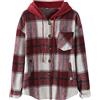 CCOOfhhc Camicia da donna a quadri, oversize, classica, per il tempo libero, in flanella, con cappuccio, a maniche lunghe, a plaid, a maniche lunghe, grandi dimensioni, outwear boyfriend, vino, M