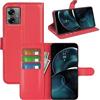 Fertuo Cover per Motorola Moto G14, Custodia Portafoglio Cover a Libro in Pelle Flip Case con Silicone Bumper, Fibbia Magnetica, Porta Carte, Kickstand, per Motorola Moto G14, Rosso