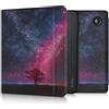 kwmobile Custodia eReader Compatibile con Kobo Libra H2O Cover - eBook Reader Flip Case - fucsia/blu scuro/nero - Natura e spazio