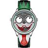 Ourui Orologi Da Polso,Orologio Da Uomo Clown Net Orologio Al Quarzo Rosso, Conchiglia D'Argento Quadrante Bianco In Pelle Verde